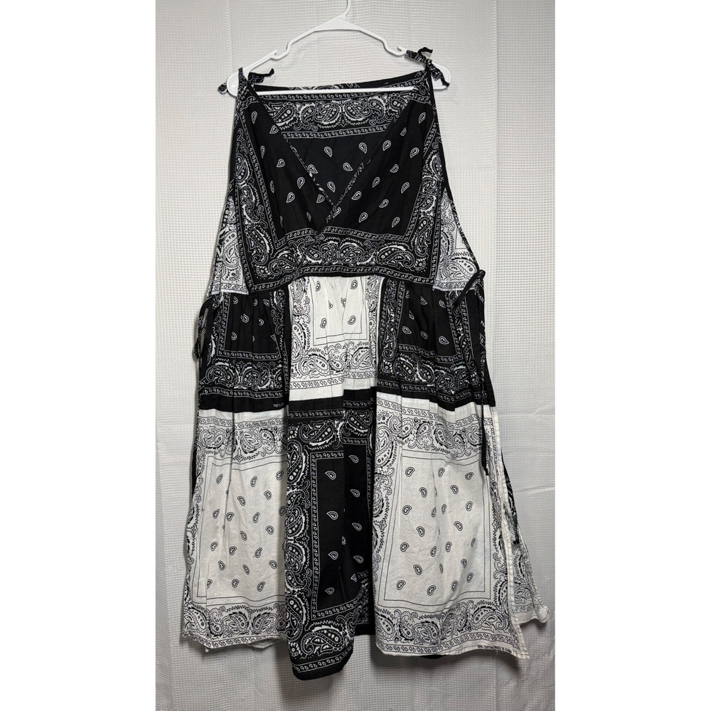 Unbranded Bandana Print Coverup One Size Black White Patchwork Tie Strap